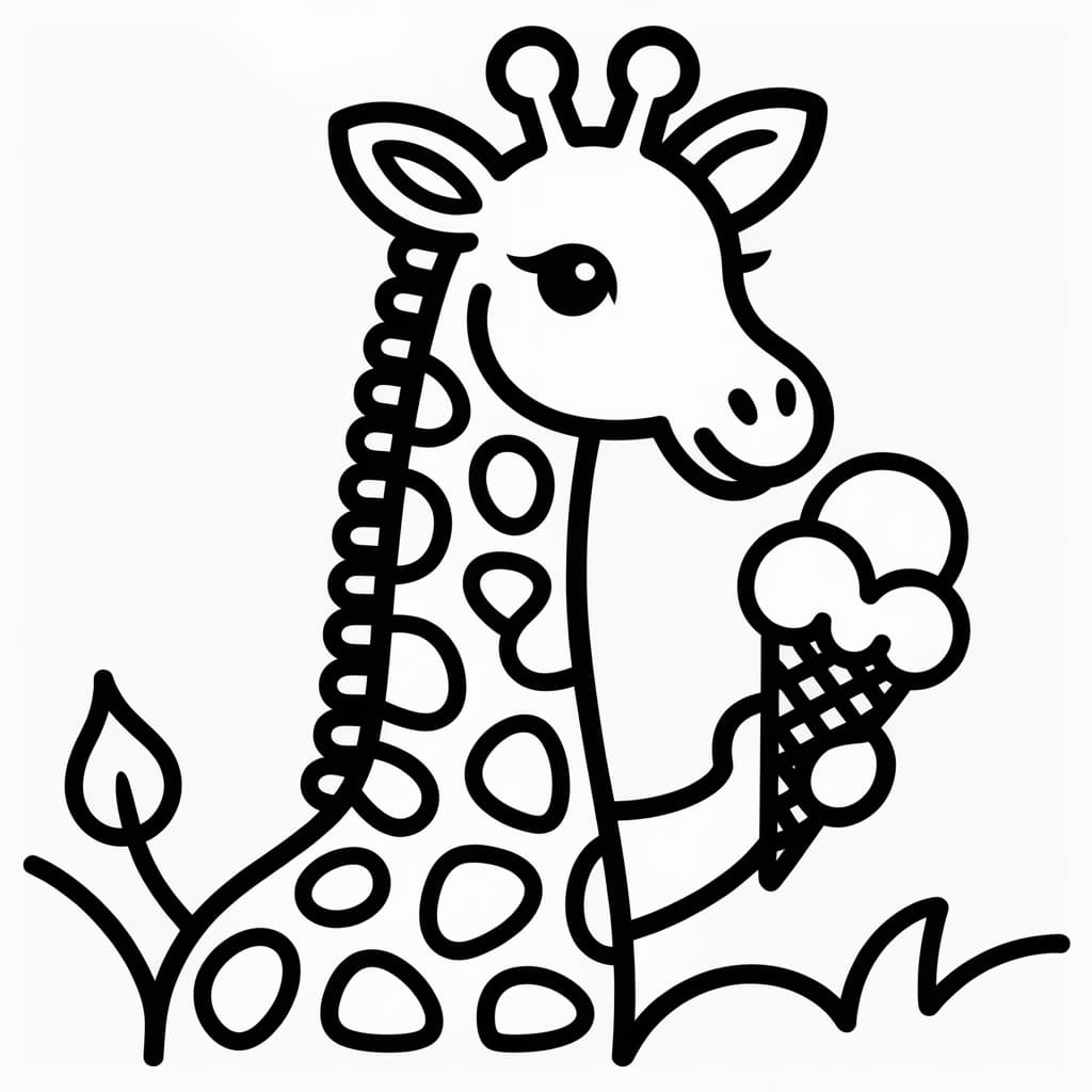 giraffe coloring page ice cream