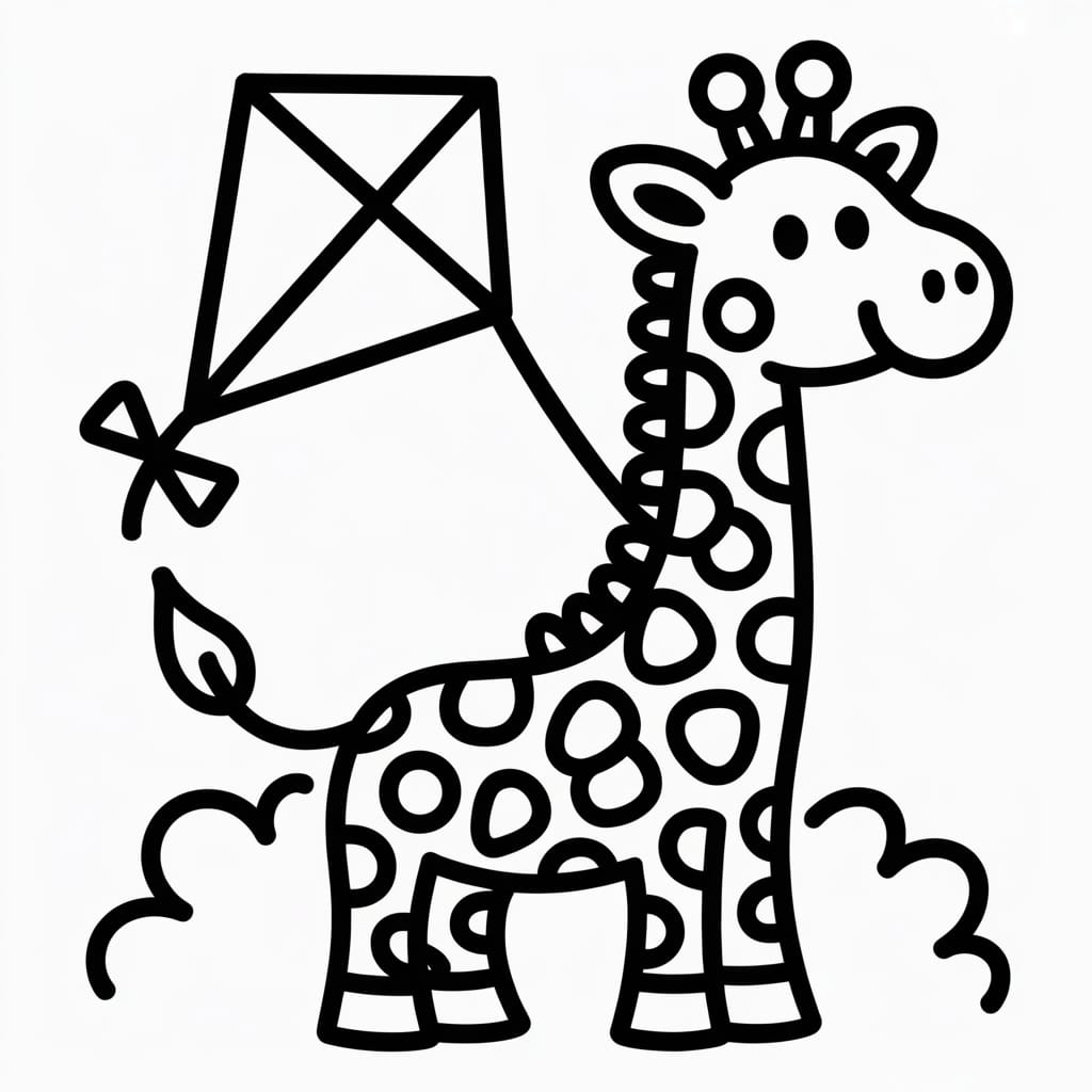 giraffe coloring page kite