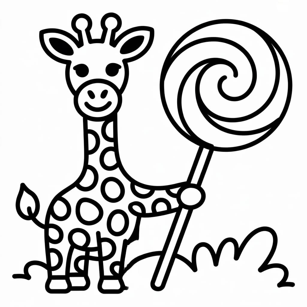 giraffe coloring page lollipop