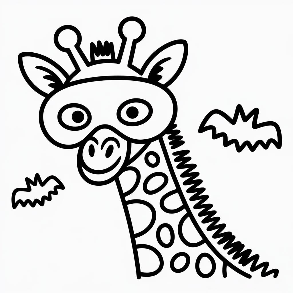 giraffe coloring page mask