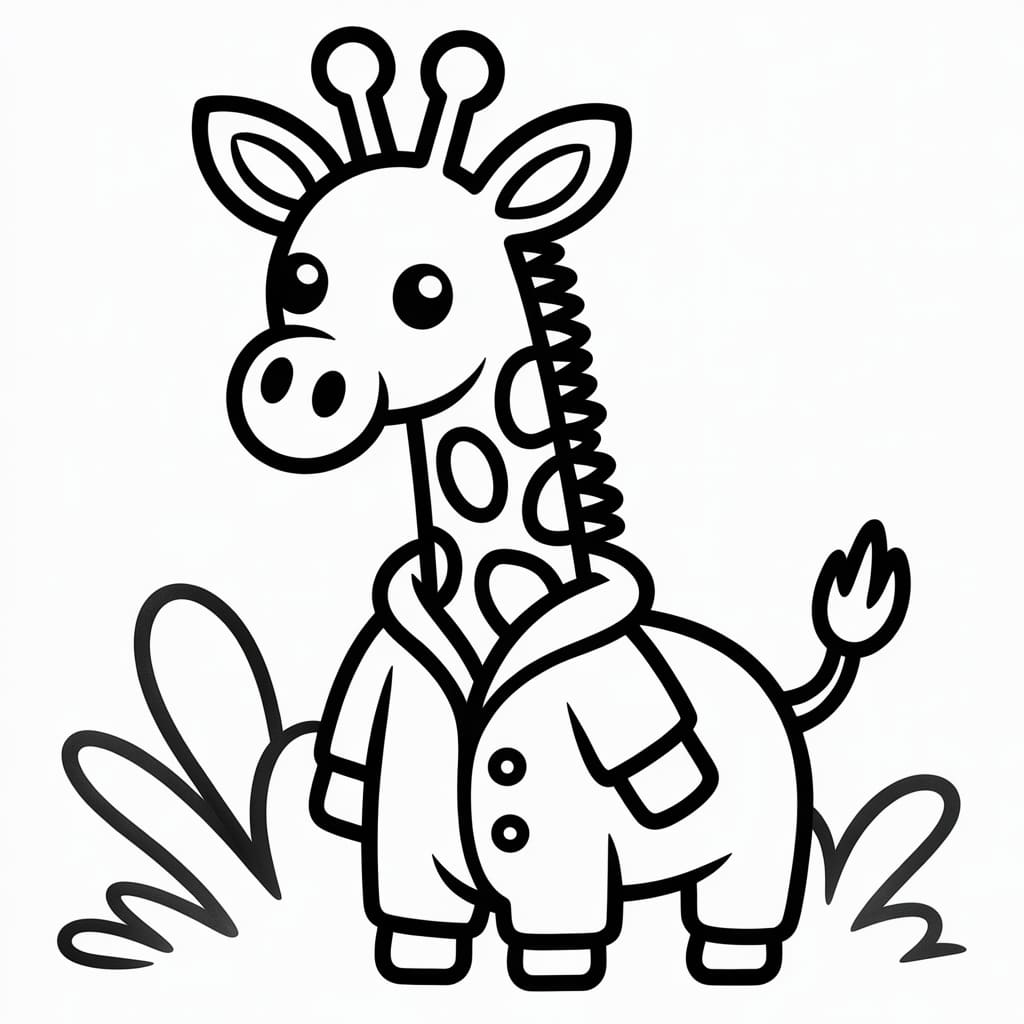 giraffe coloring page pajama