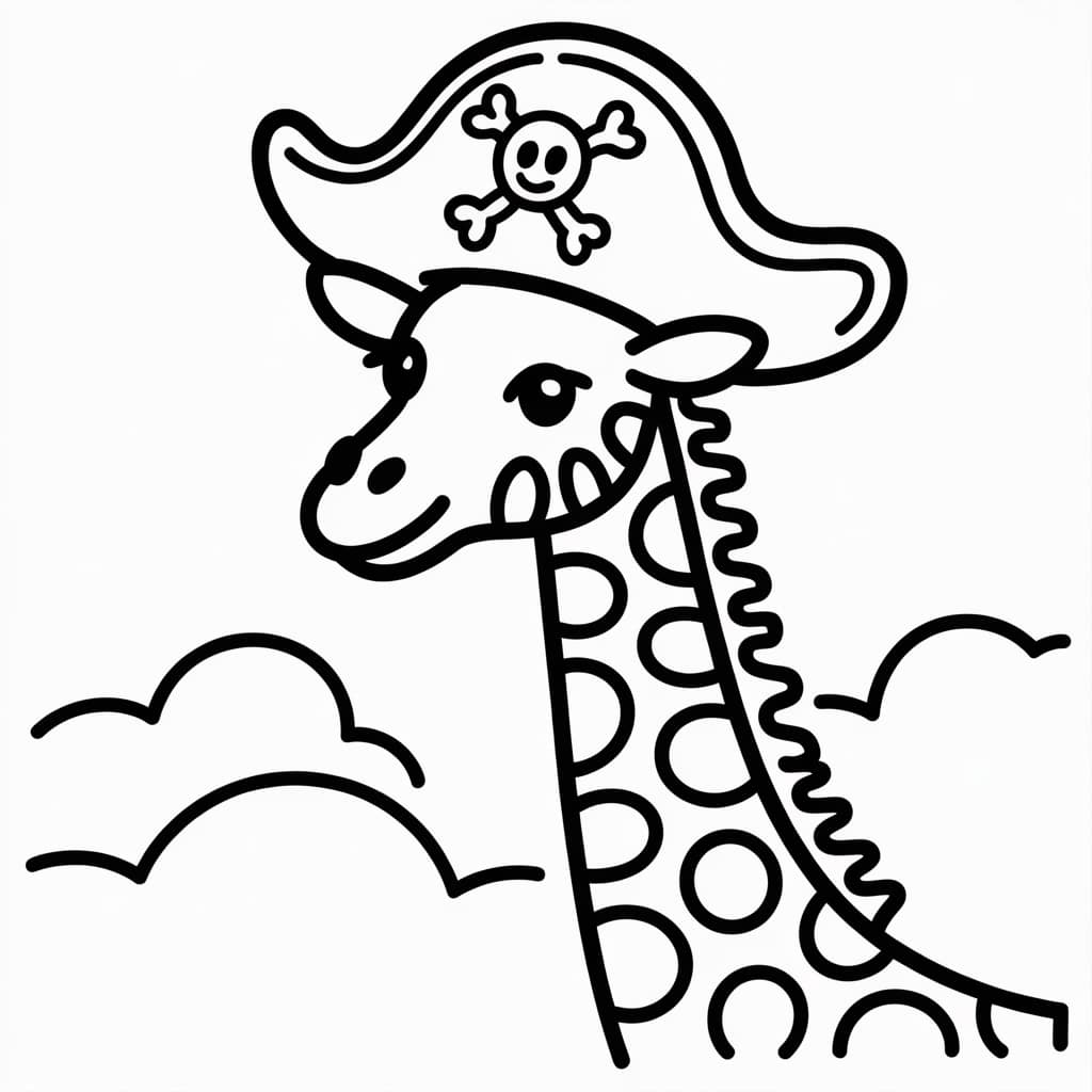 giraffe coloring page pirate