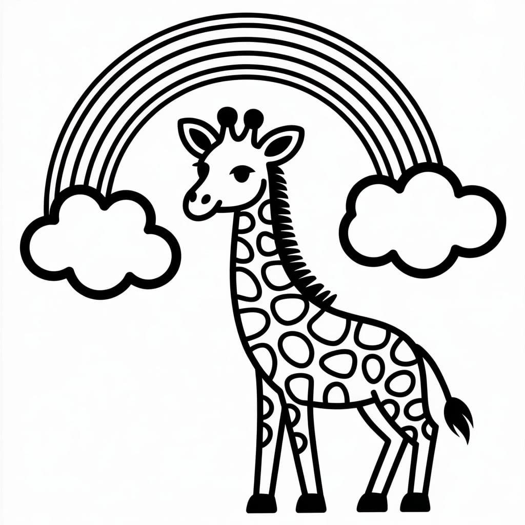 giraffe coloring page rainbow