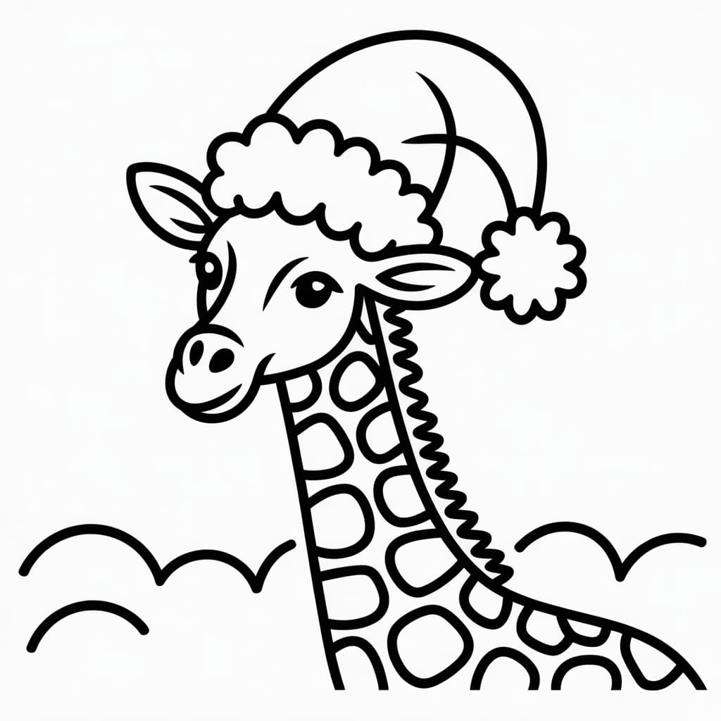 giraffe coloring page santa