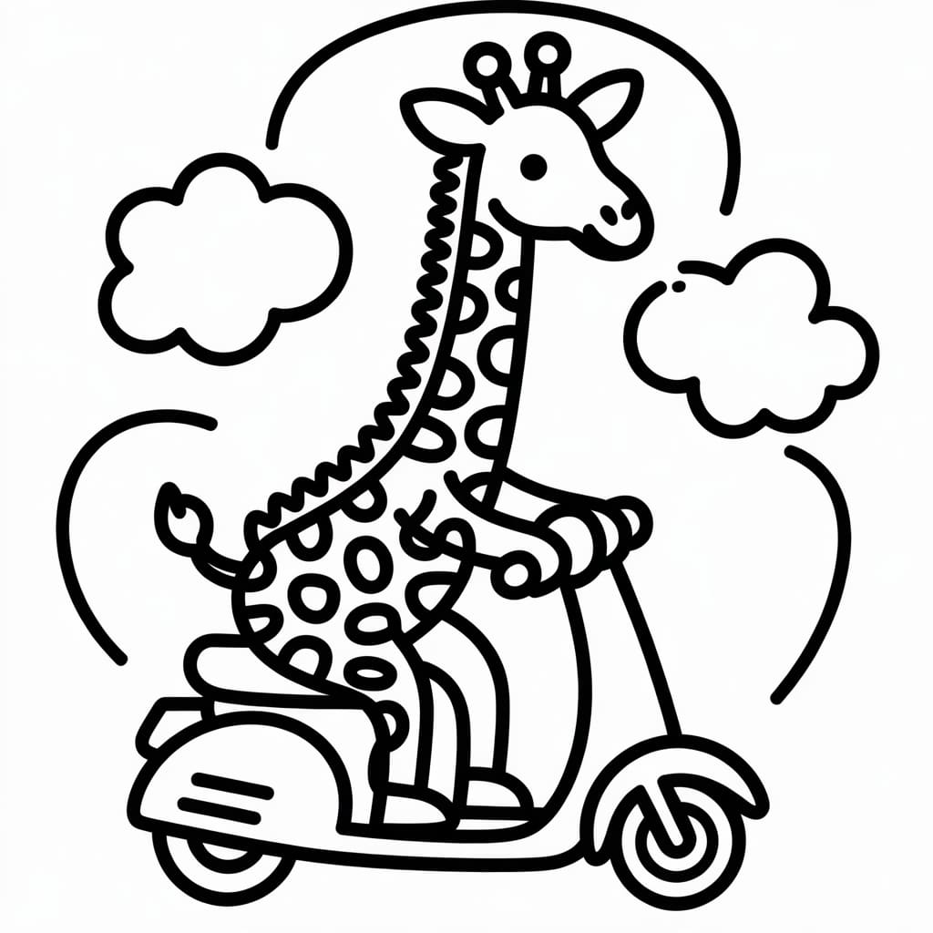 giraffe coloring page scooter