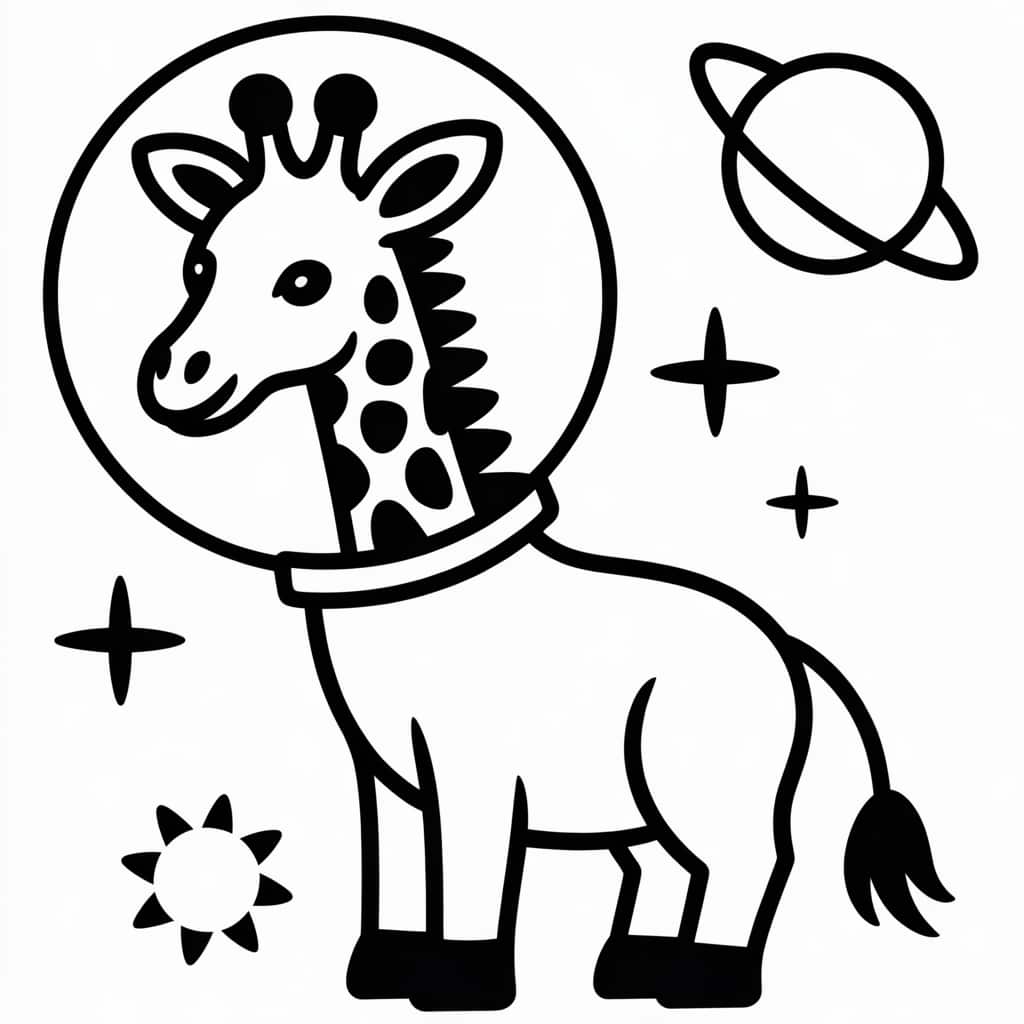 giraffe coloring page space