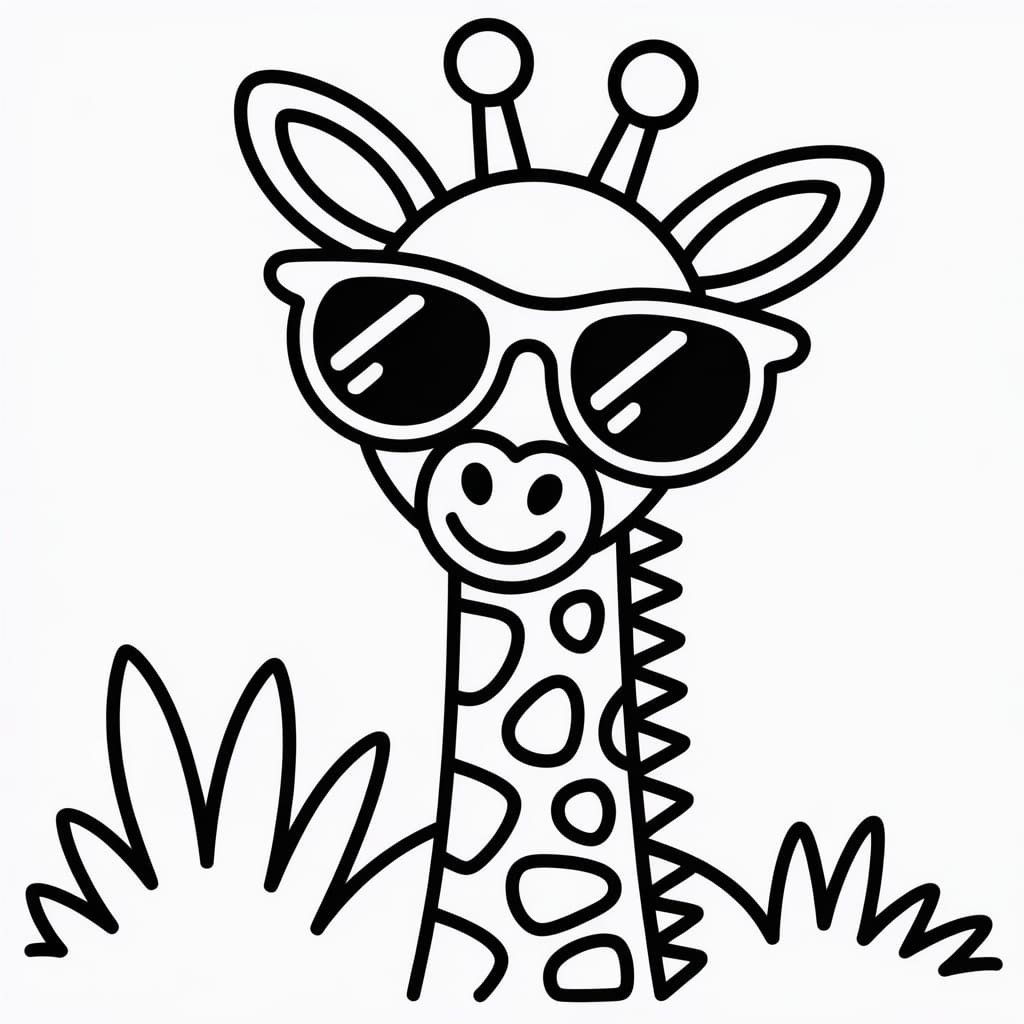 giraffe coloring page sunglasses