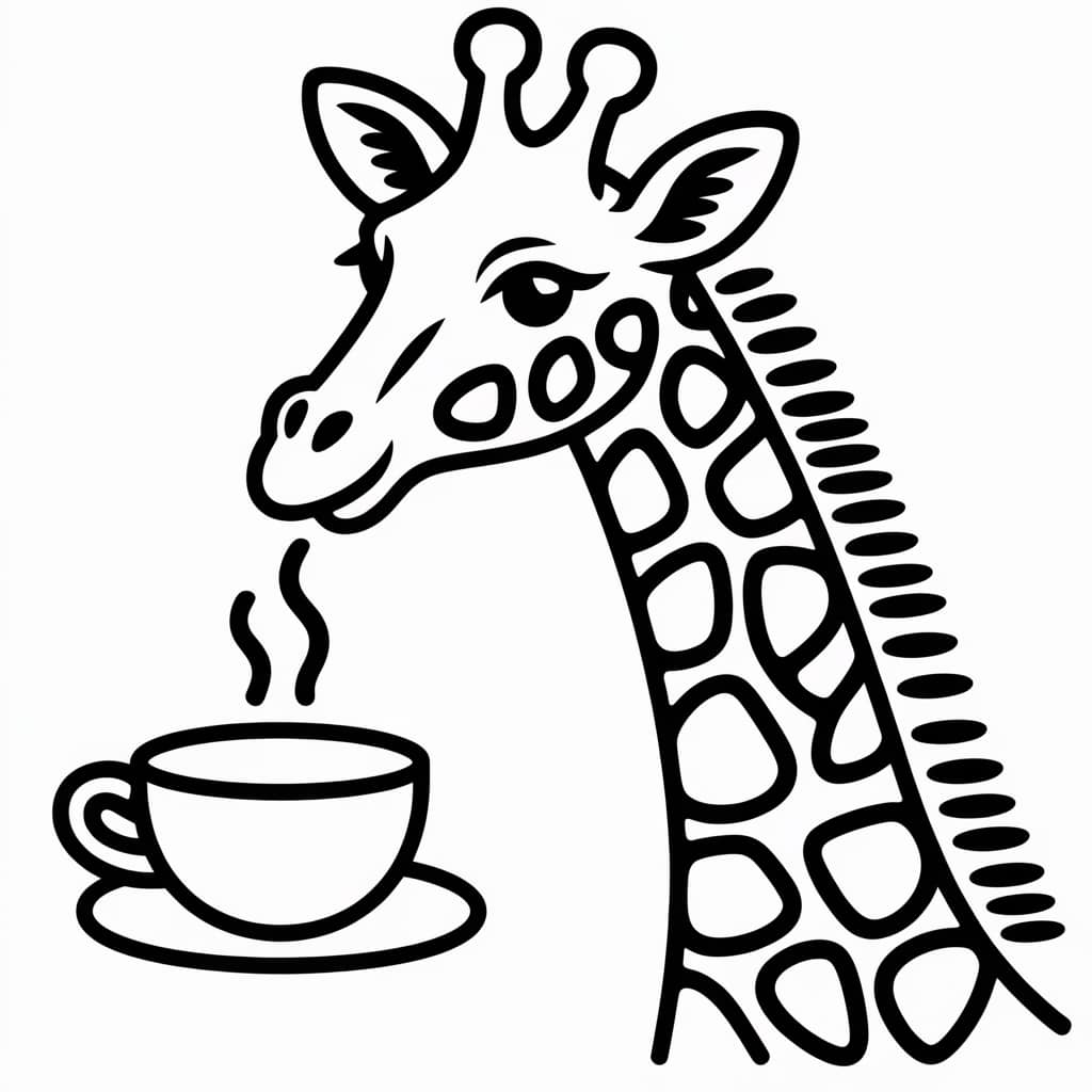 giraffe coloring page tea