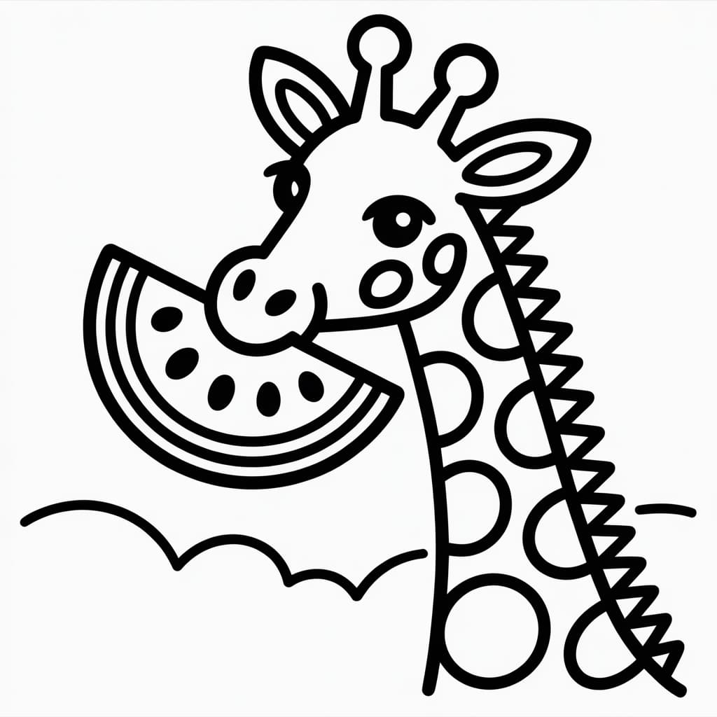 giraffe coloring page watermelon