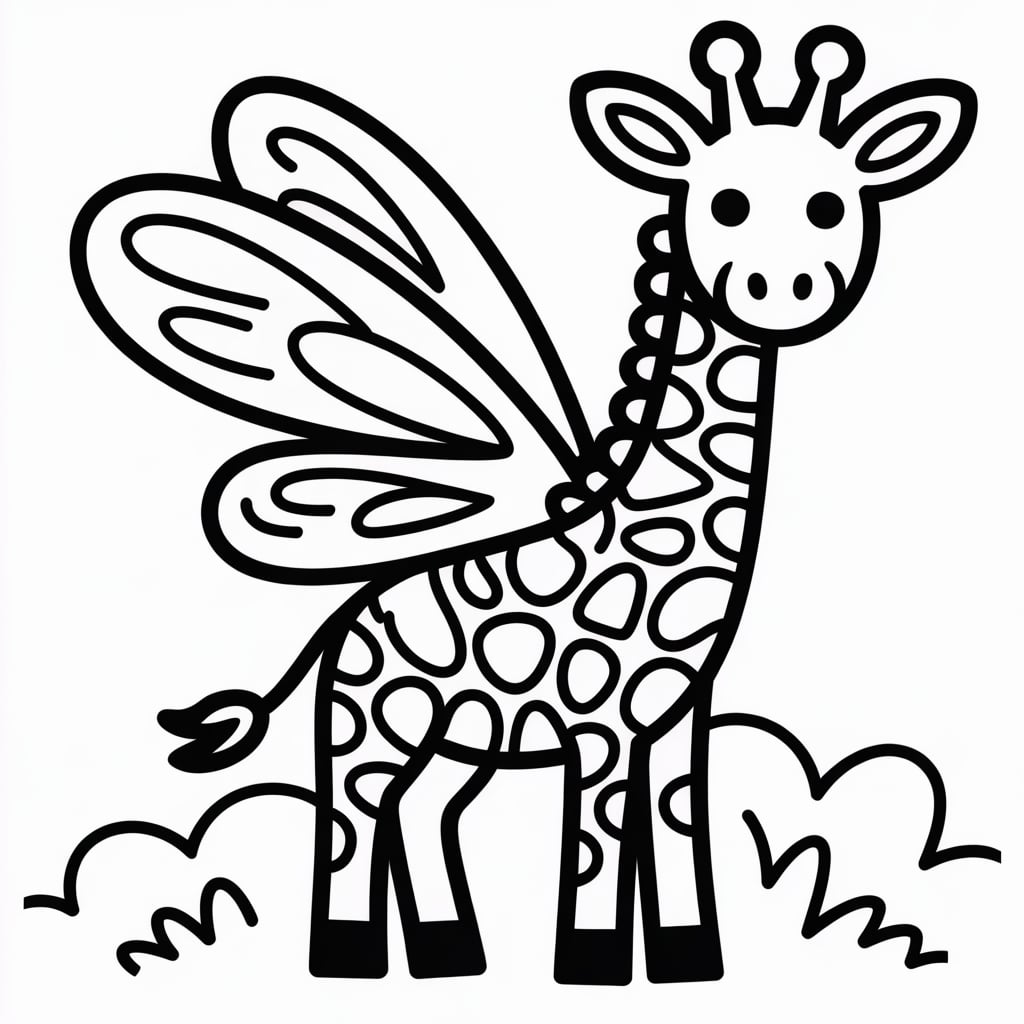 giraffe coloring page wings