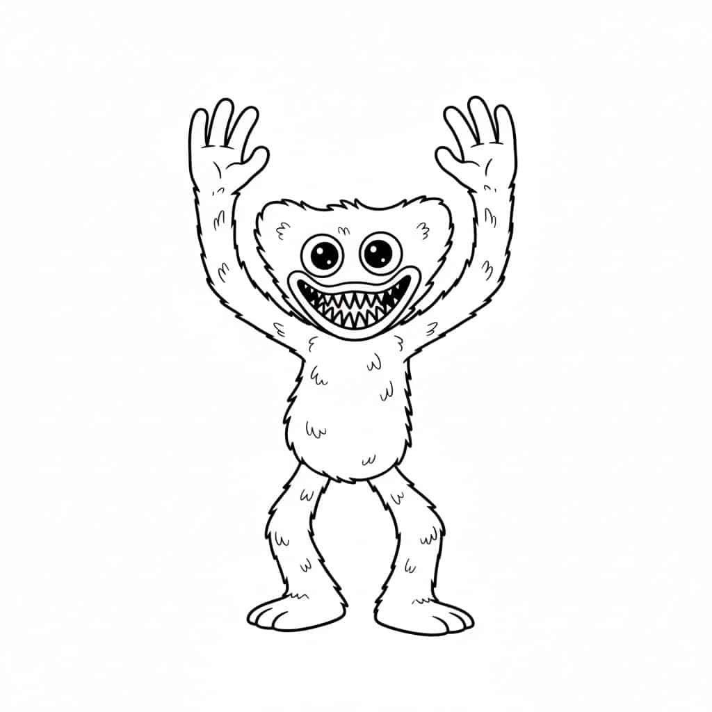 huggy wuggy cartoon inspired outline