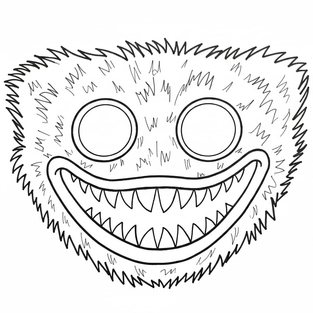 huggy wuggy close up face sketch