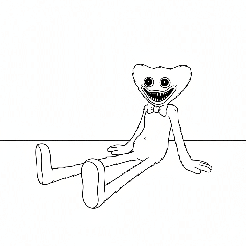 huggy wuggy is sitting calmly