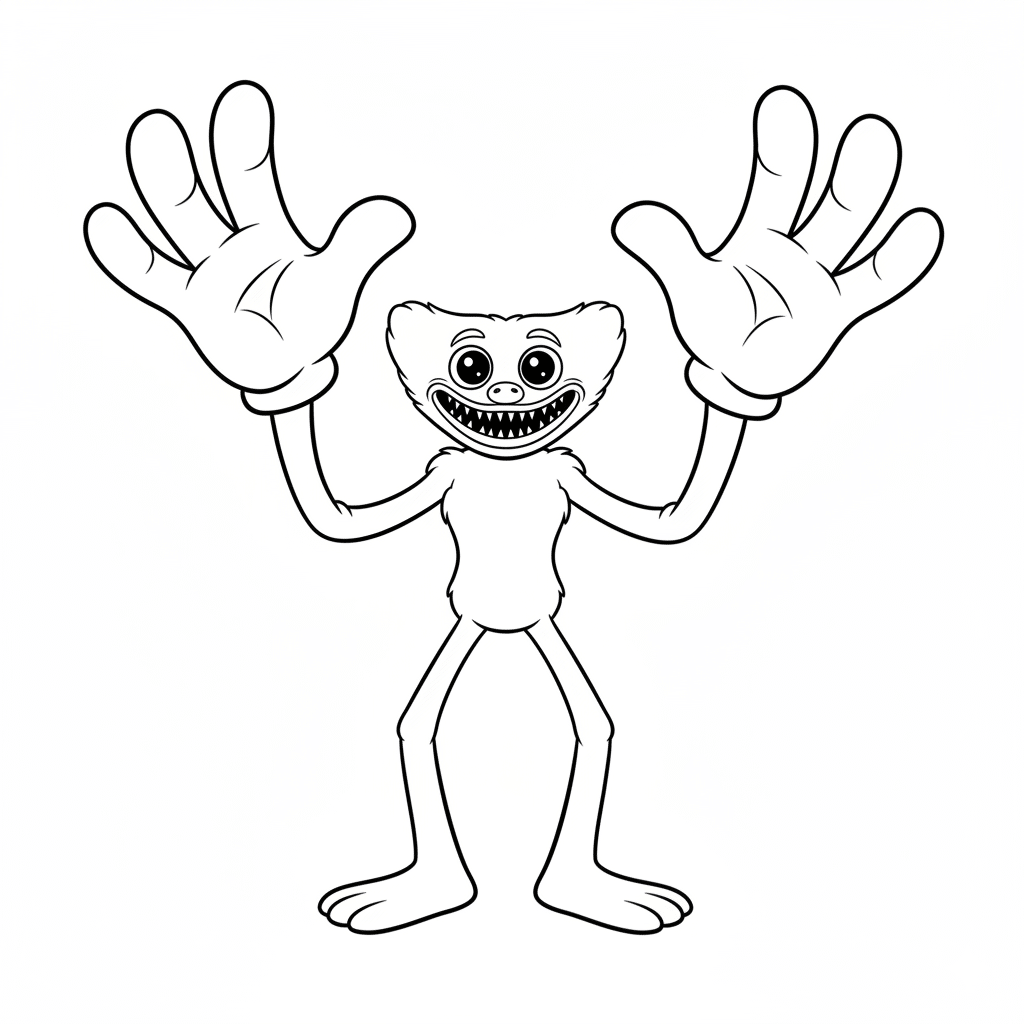 huggy wuggy outline emphasizing large hands
