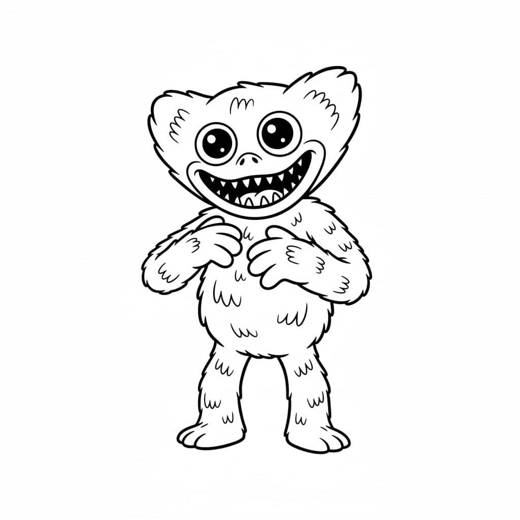 huggy wuggy playful pose with bent arms