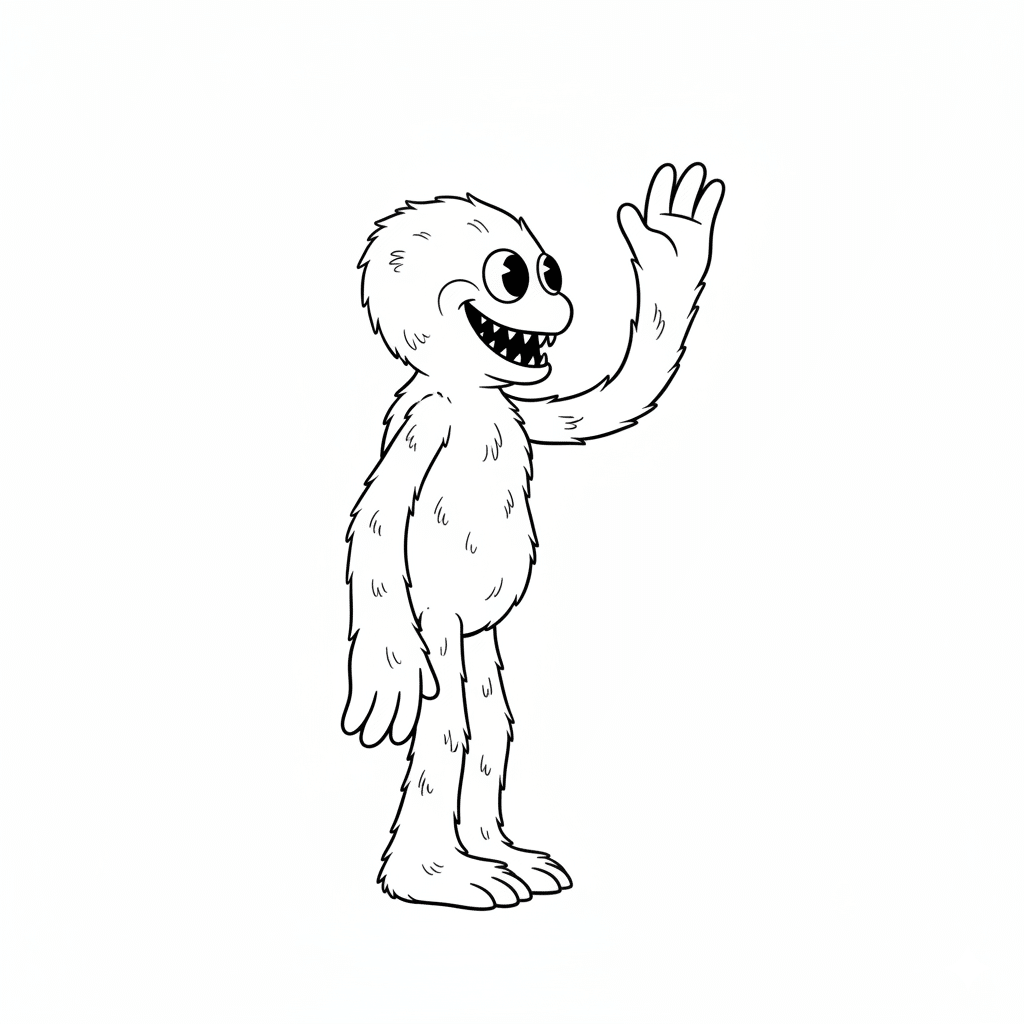 huggy wuggy side view waving pose