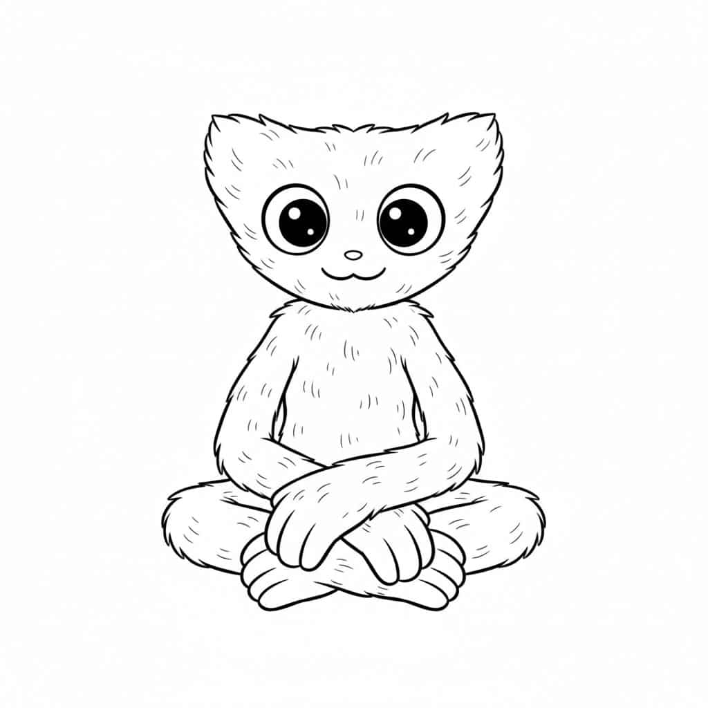 huggy wuggy sitting on the floor outline