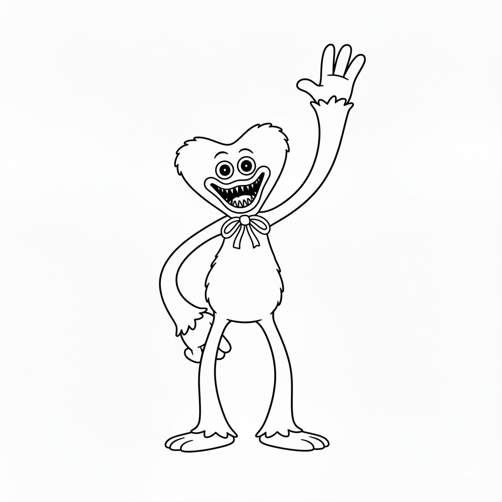 huggy wuggy waving hello