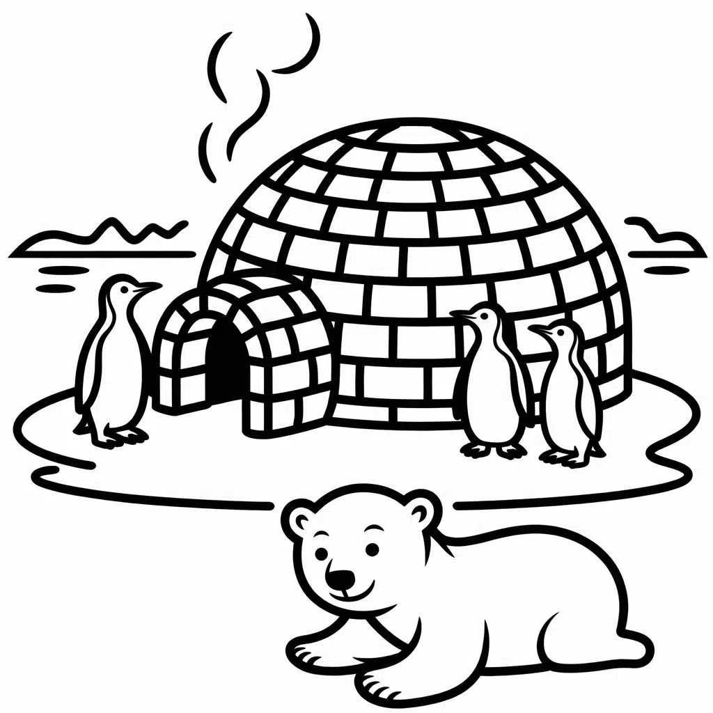 igloo with polar animals