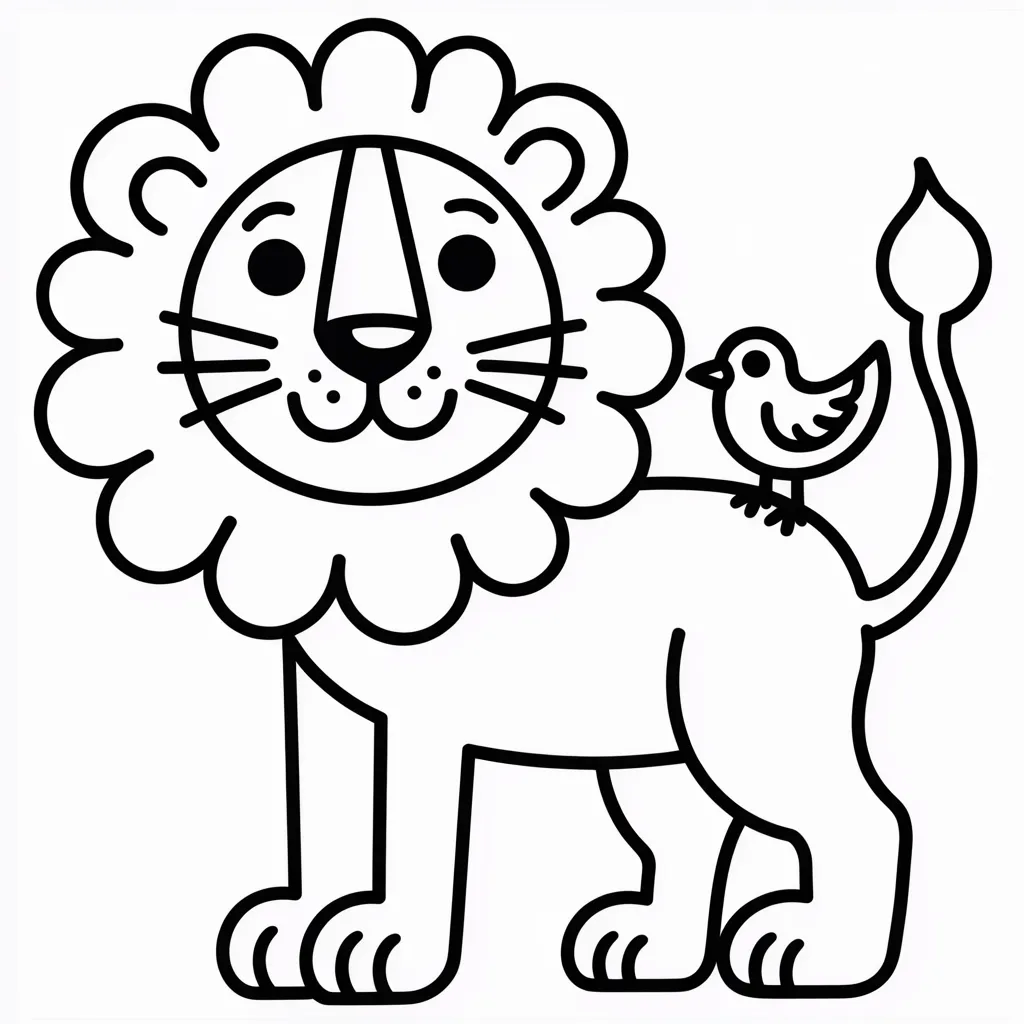 lion and bird