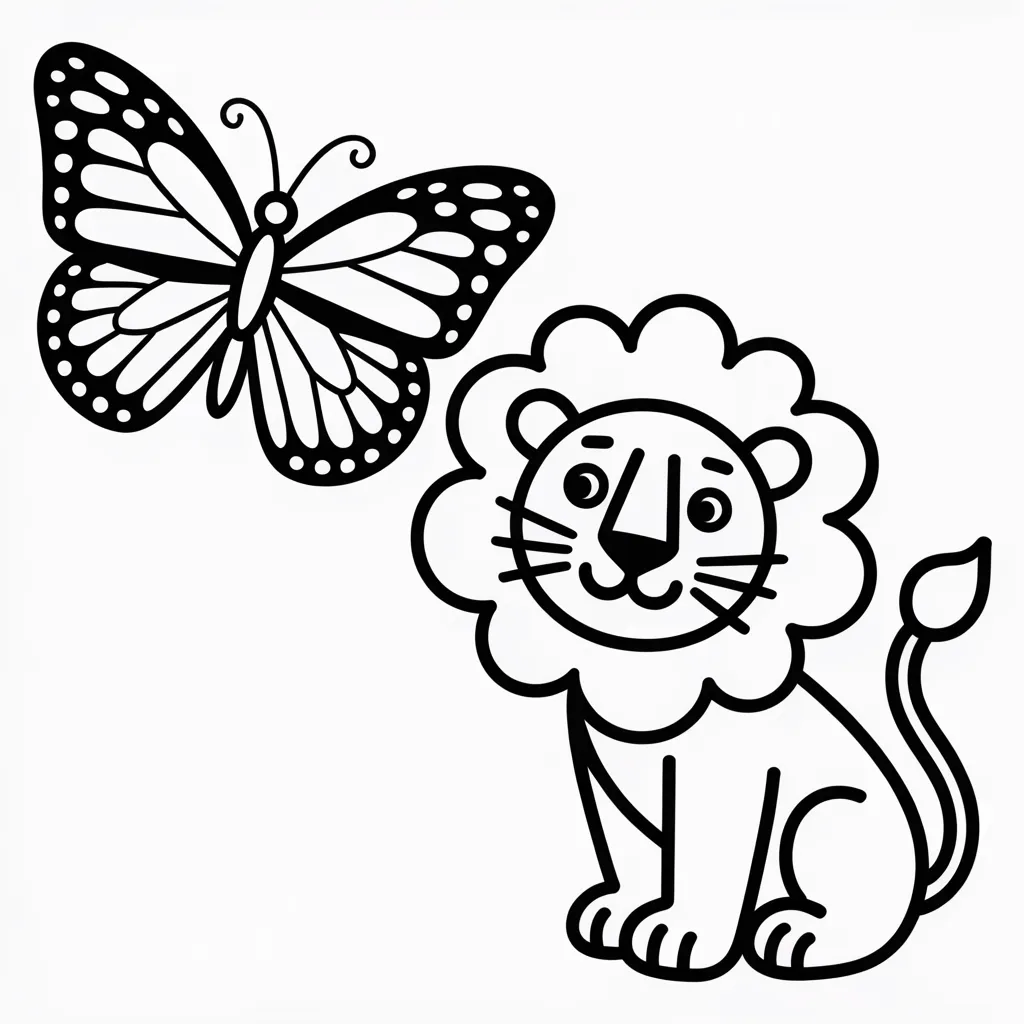 lion and butterfly