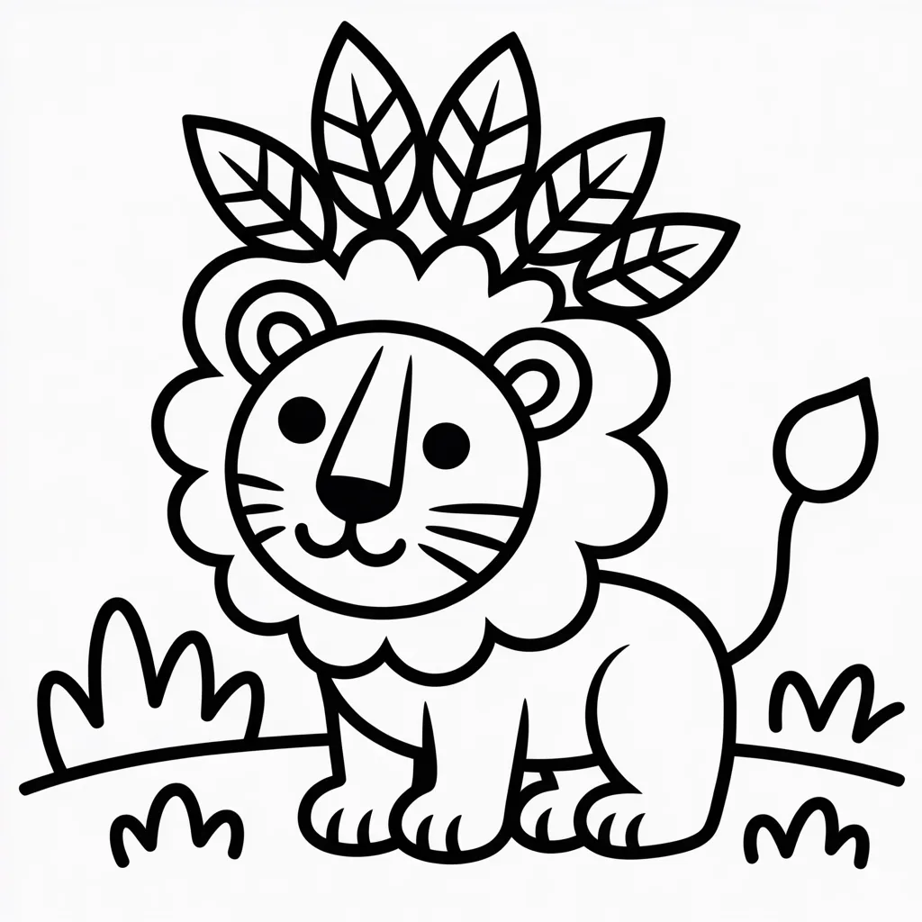 lion and crown of leaves