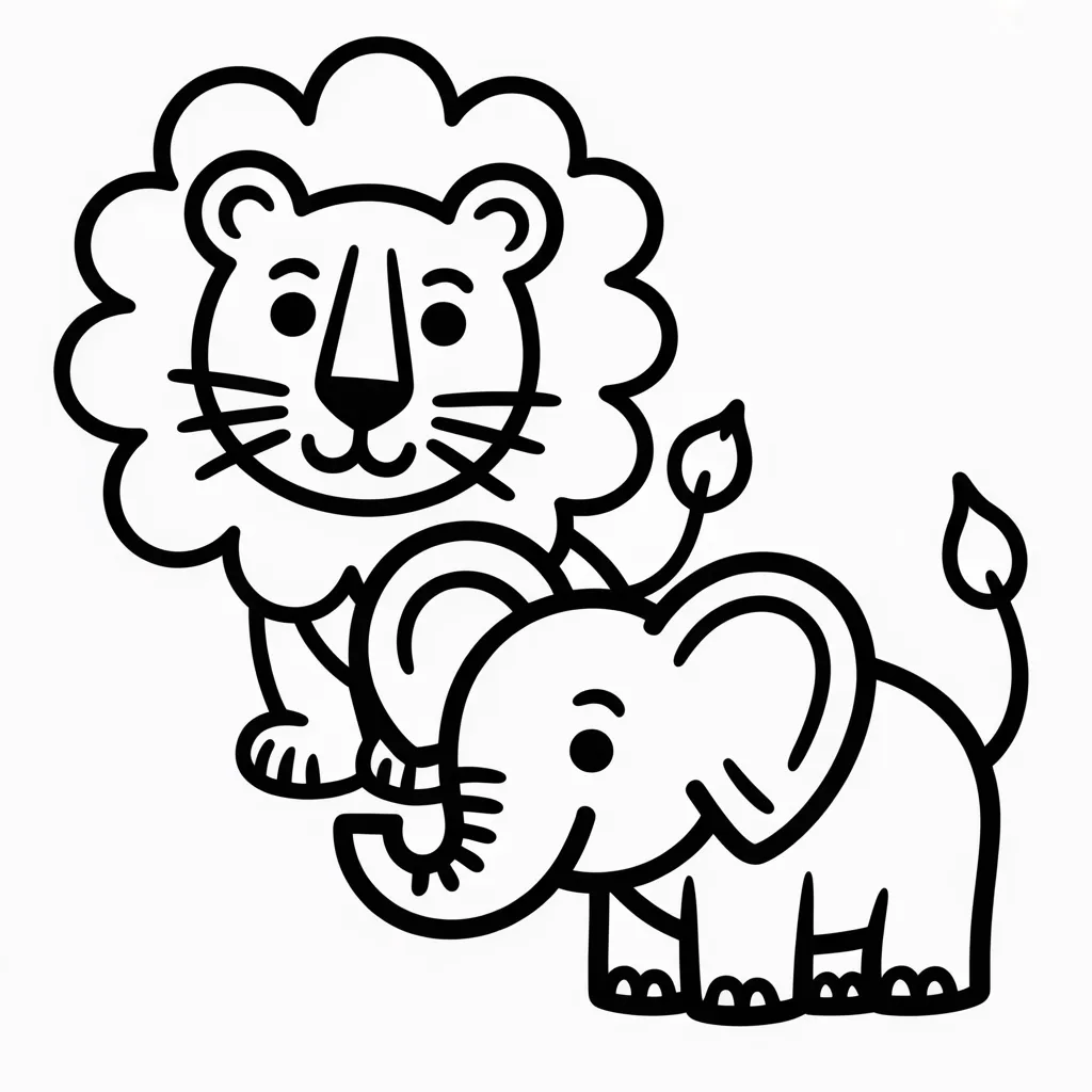 lion and elephant