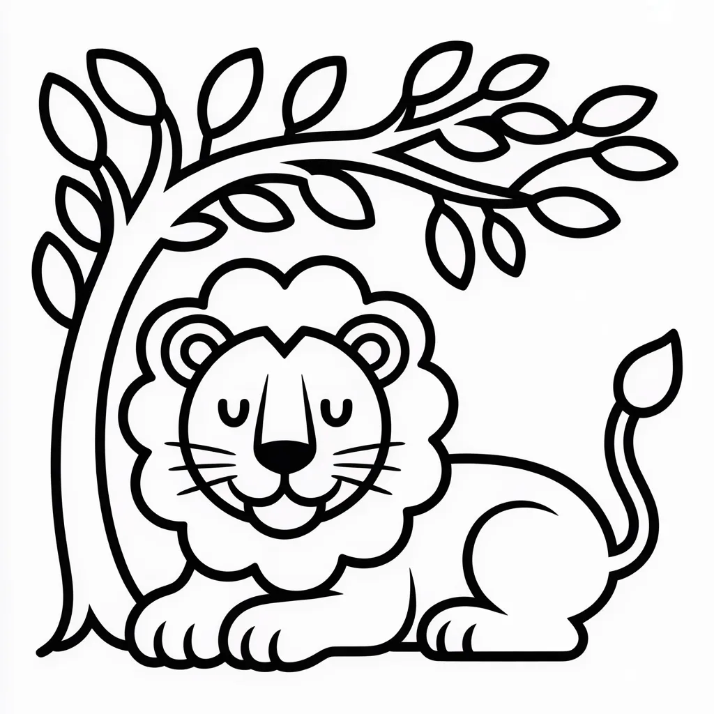 lion and tree