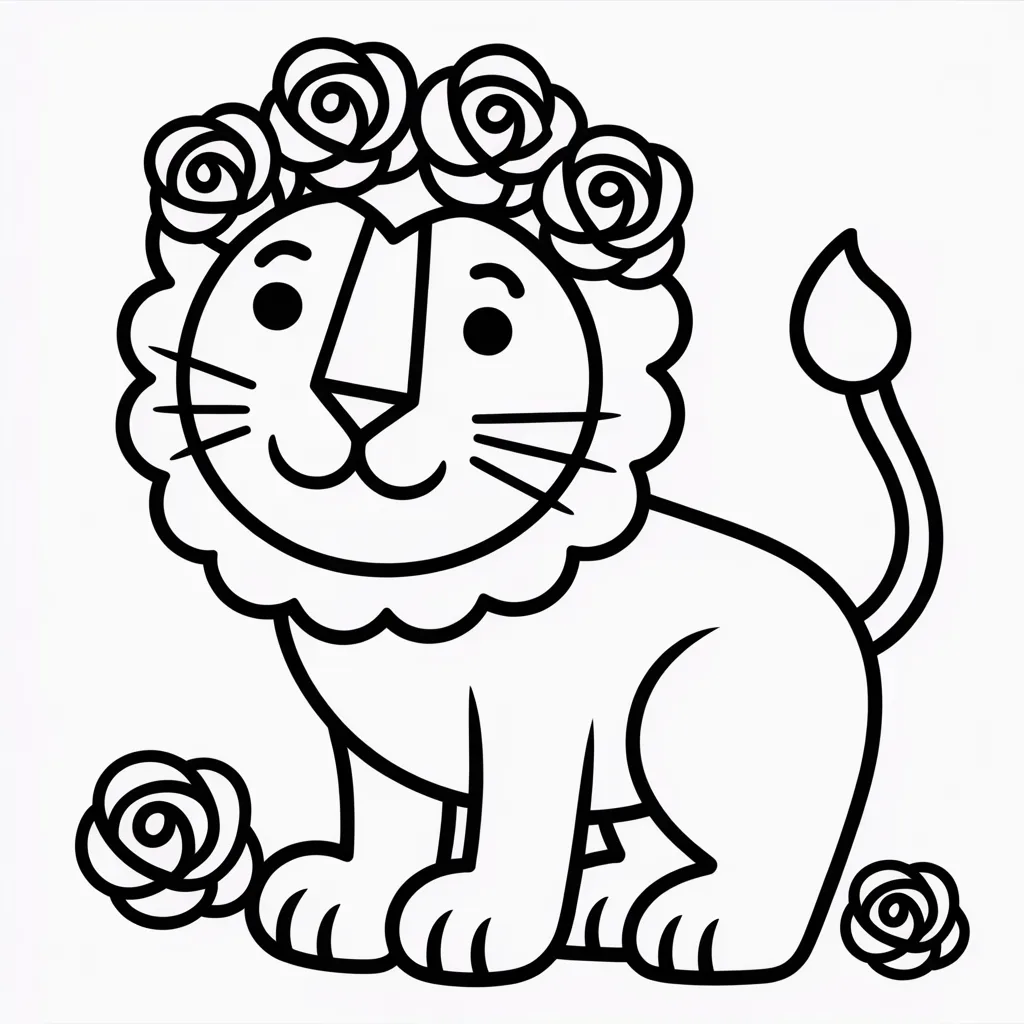 lion with crown of roses