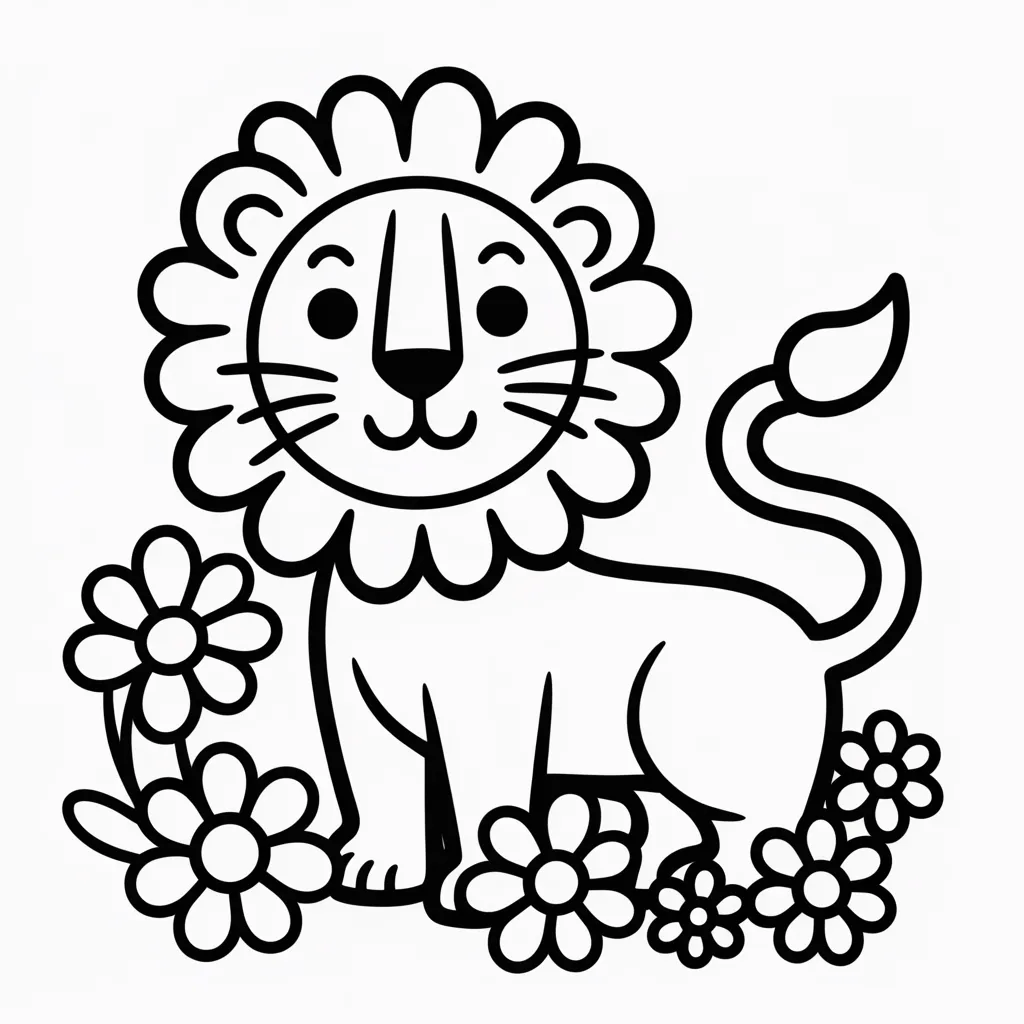 lion with flowers