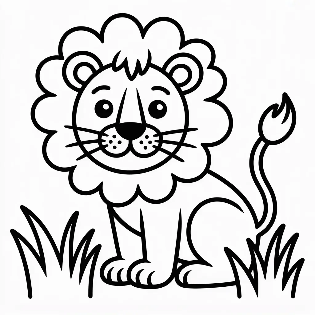 lion with grass