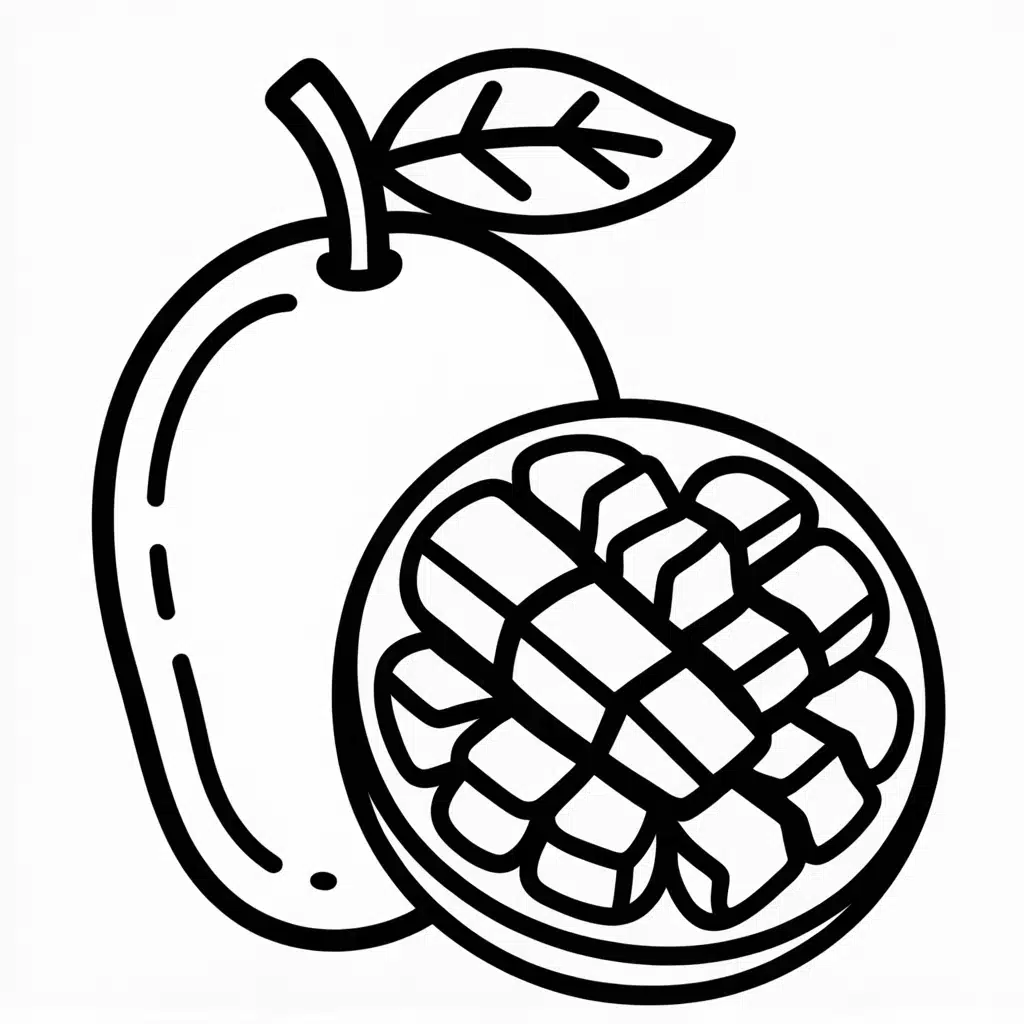 mango slice coloring page