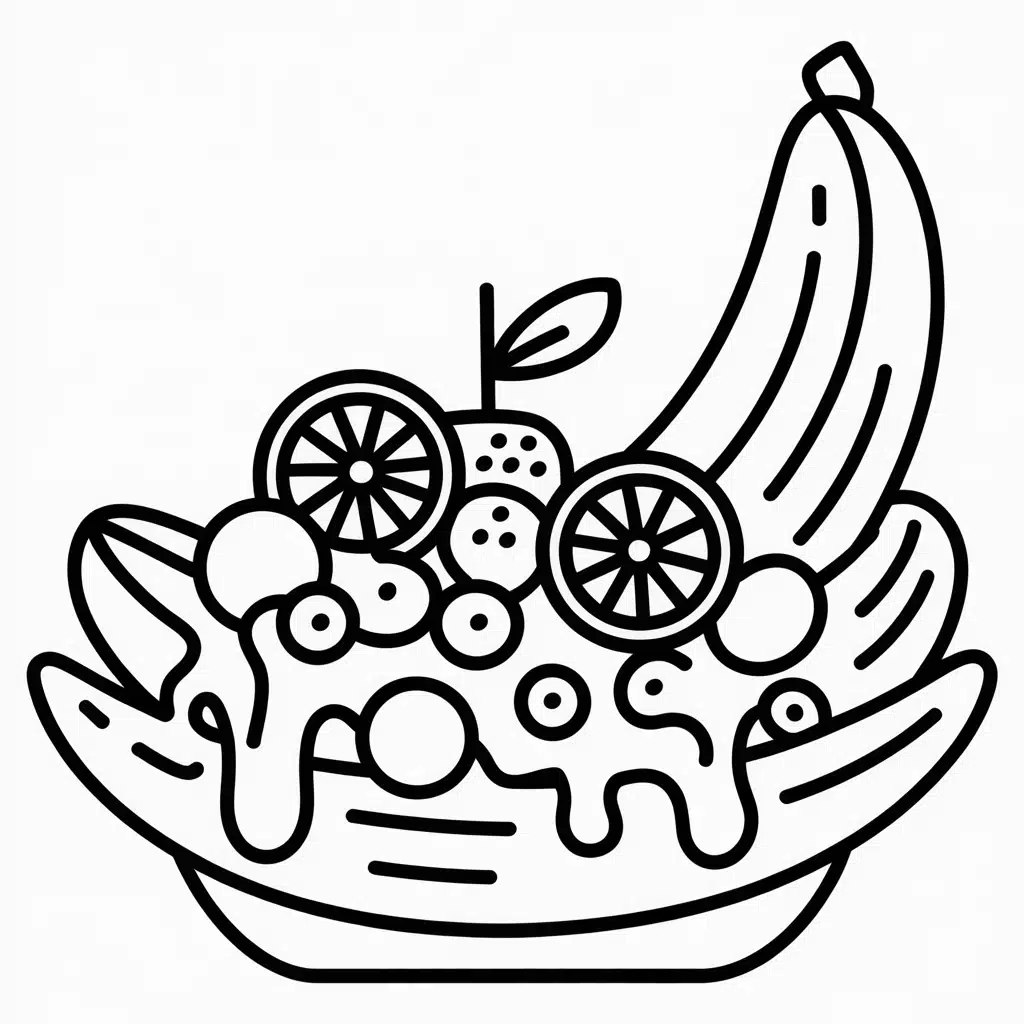 orange and banana split coloring page