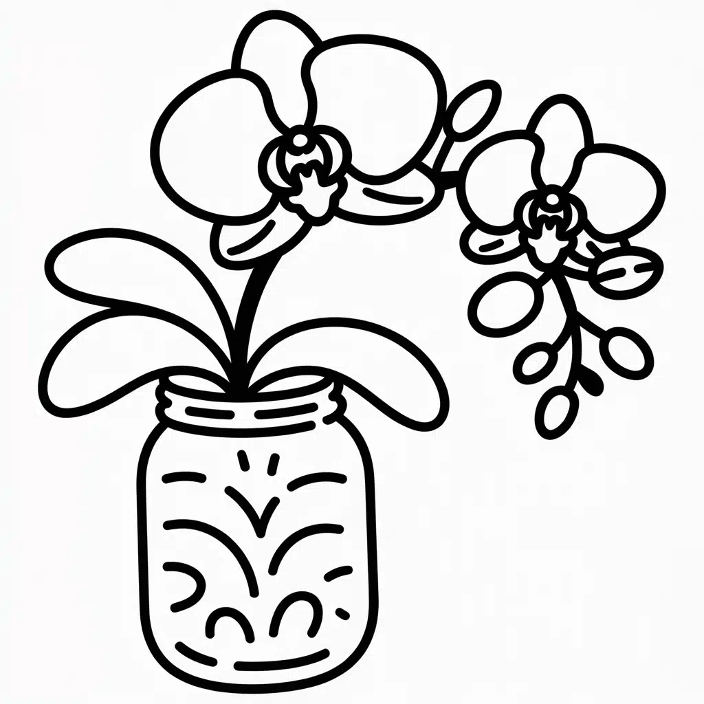 orchid in a mason jar