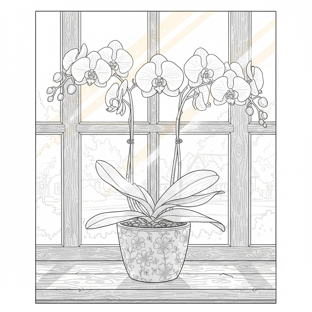 orchid on a windowsill