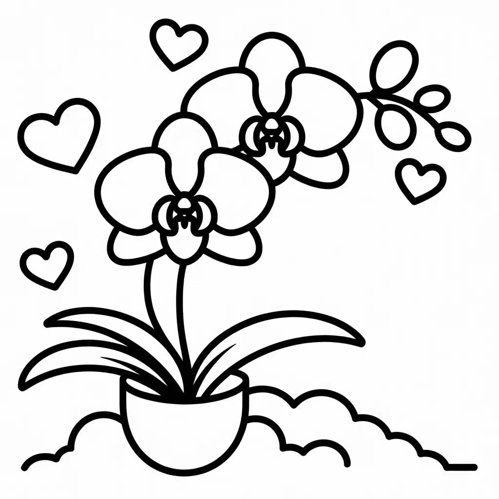 orchid with heart accents