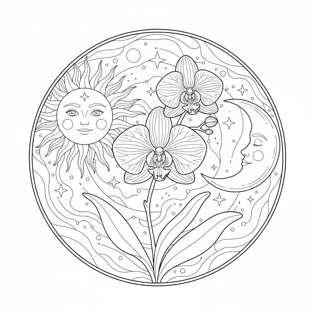 orchid with sun and moon