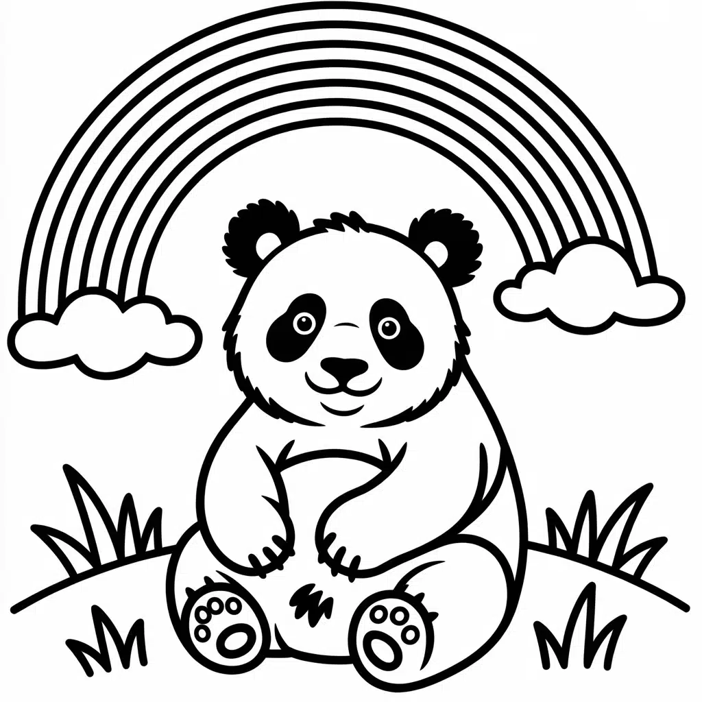 panda and a rainbow