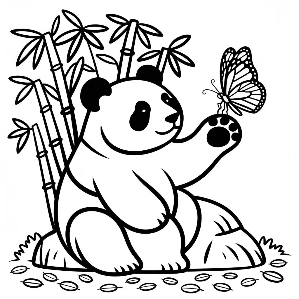 panda and butterfly