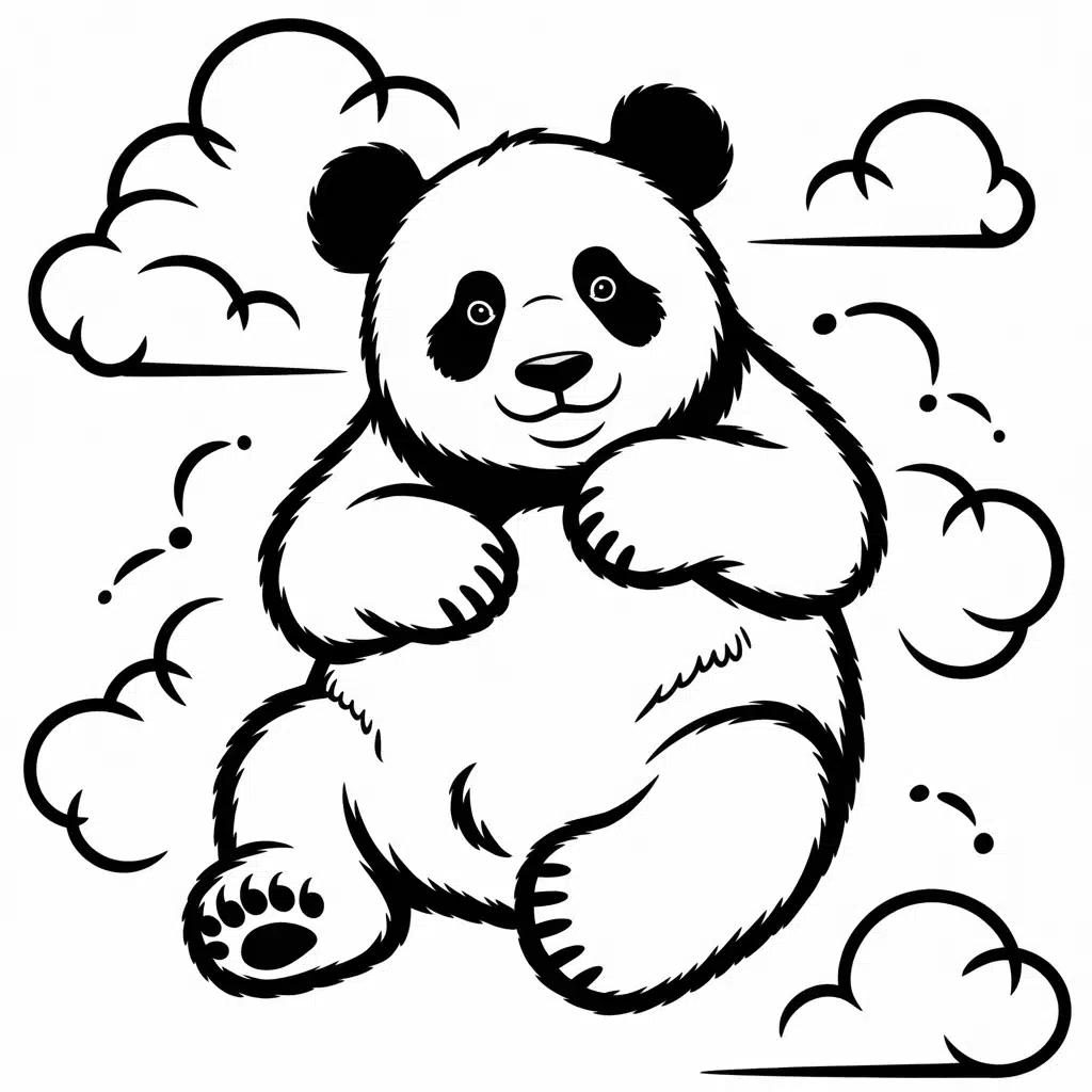 panda and clouds