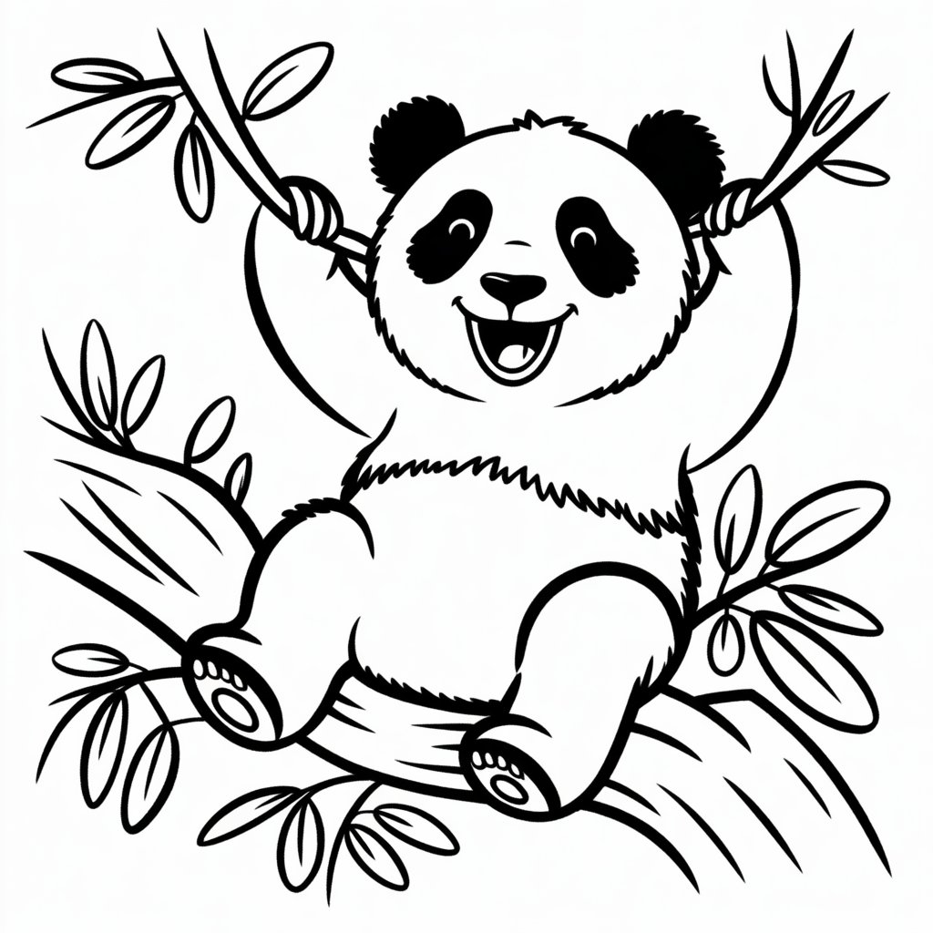 panda on a swing