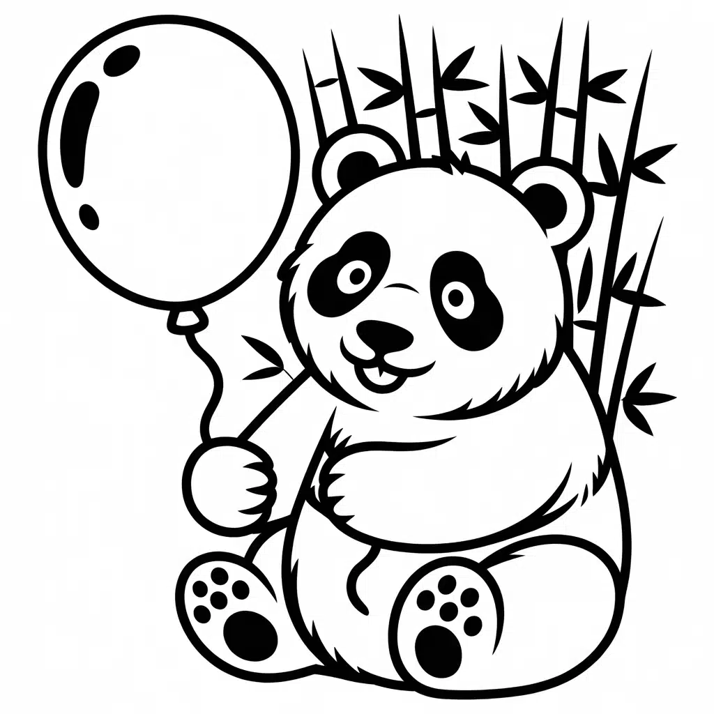 panda with a balloon