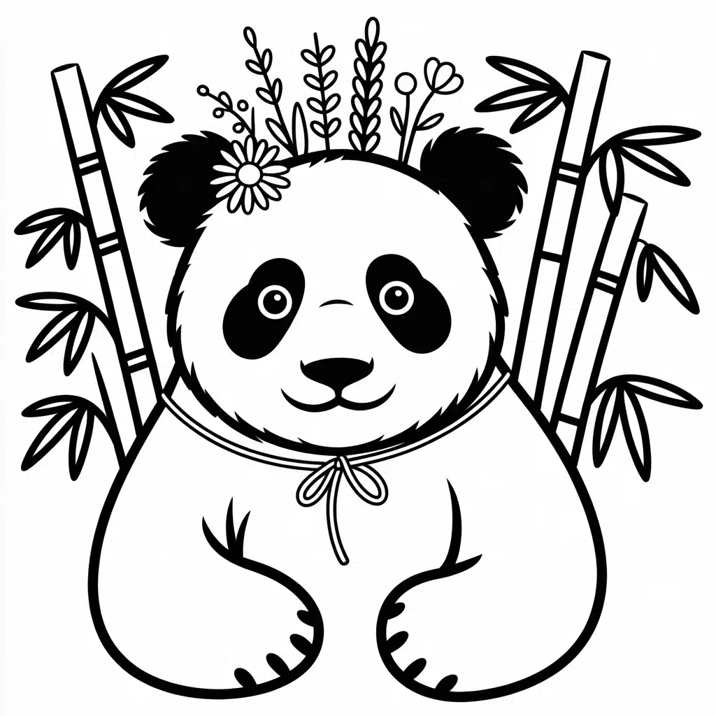 panda with a flower crown