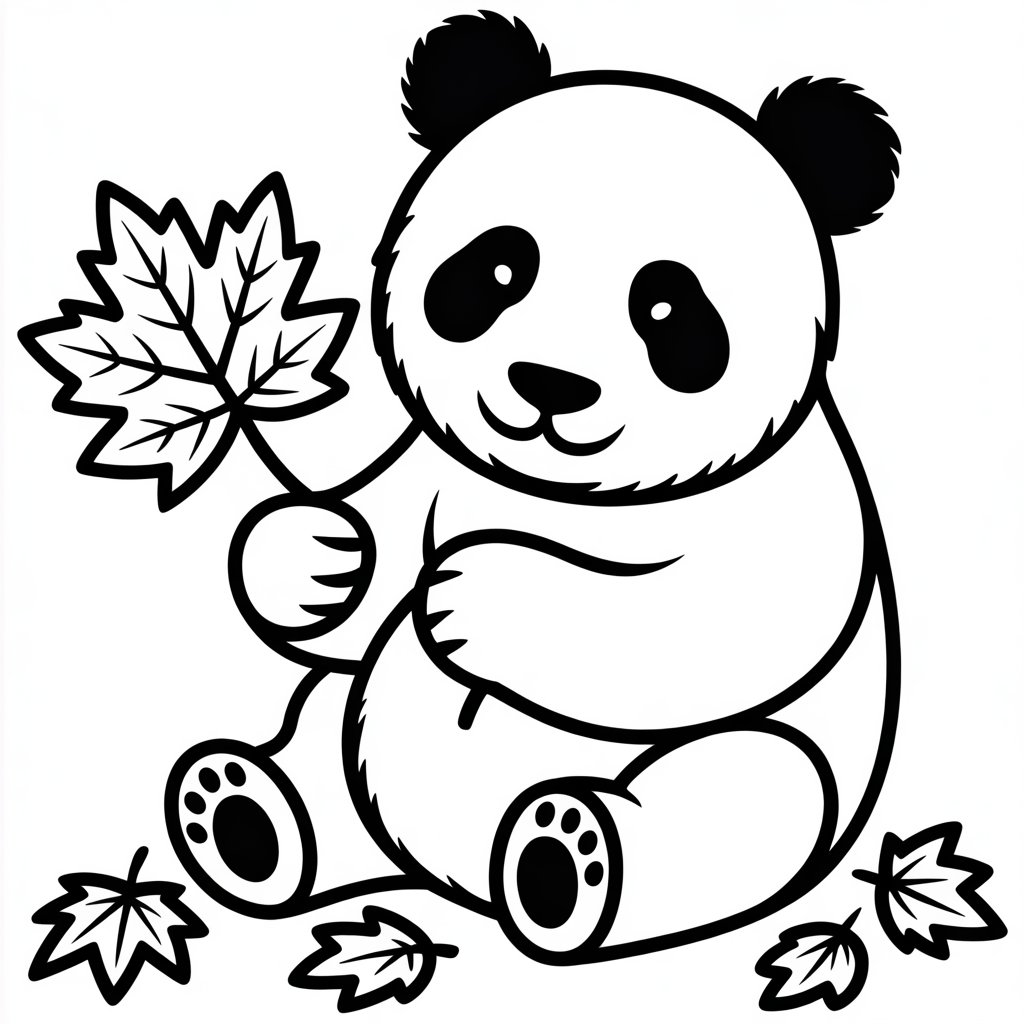 panda with a leaf