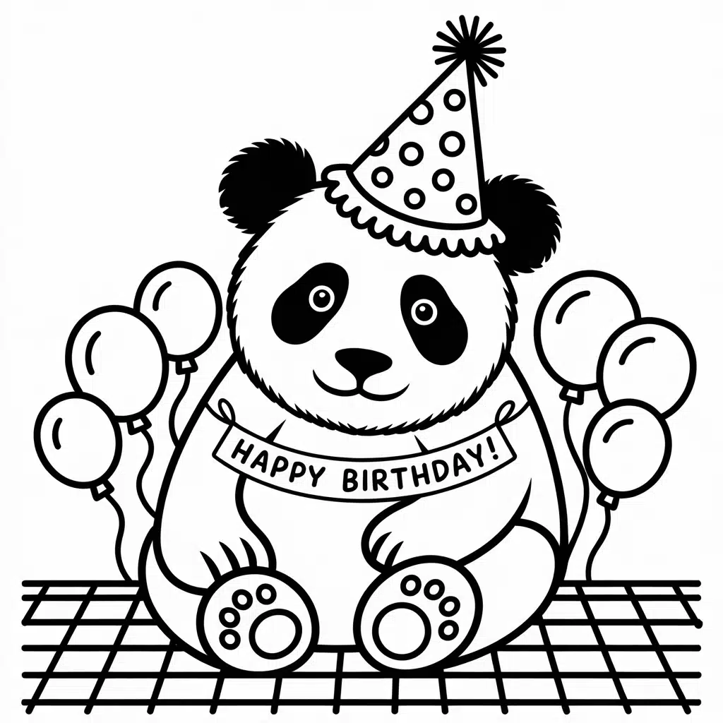 panda with a party hat