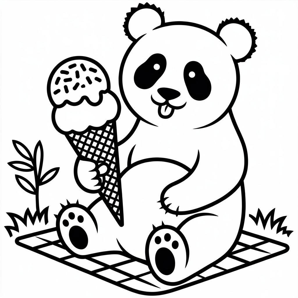 panda with ice cream