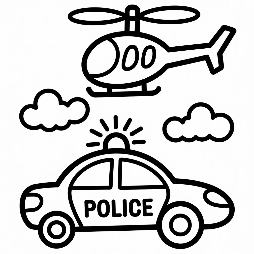 police car and helicopter