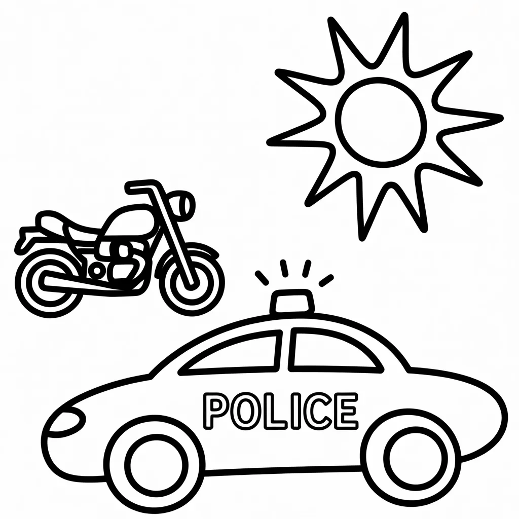 police car and motorcycle