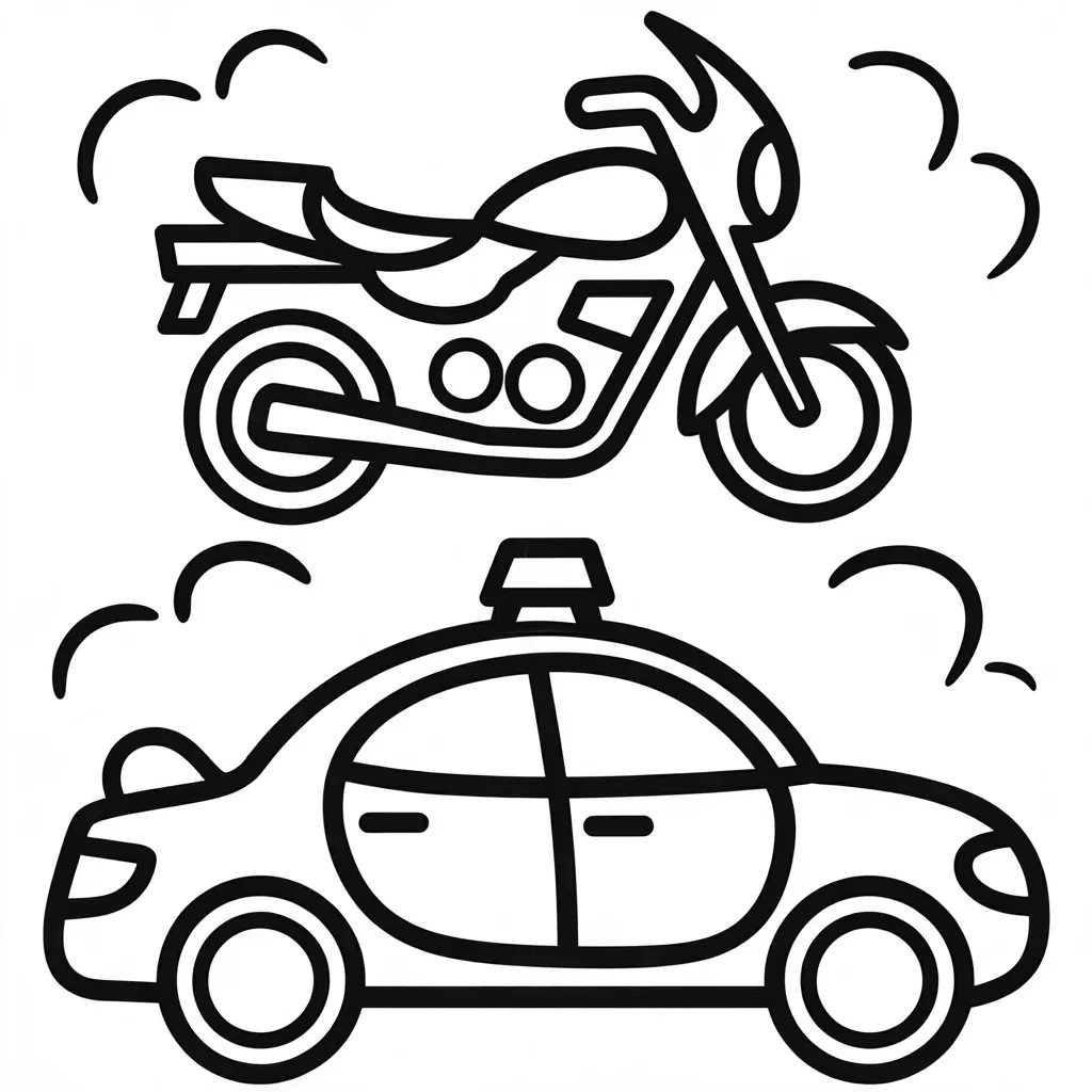police car and police motorcycle