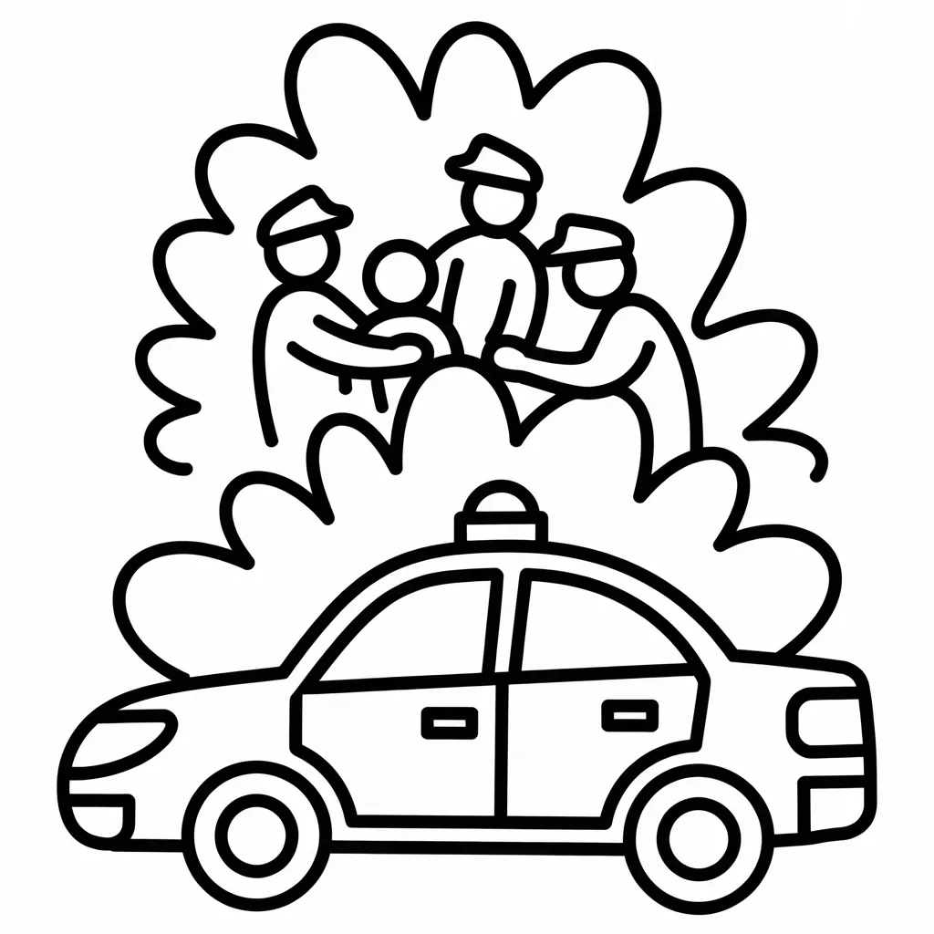 police car and rescue scene